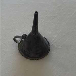 Vintage Small Metal Funnel in Dark Patina